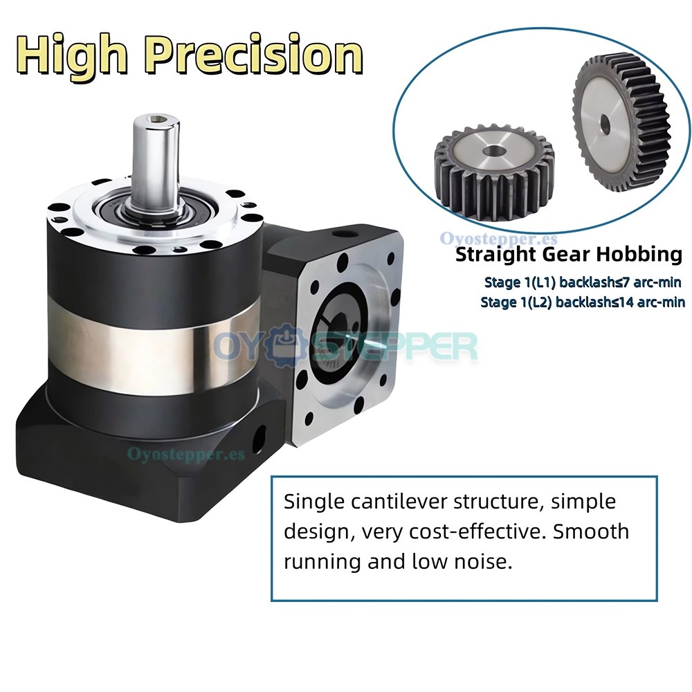 PLE080 Reductor Planetario para Servomotor 80mm, Juego 7-12 arcmin, Entrada 19mm